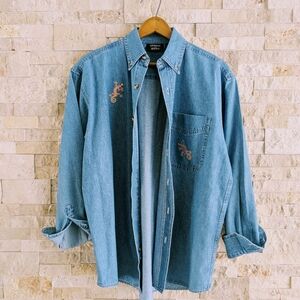 *Vintage* Outrageous Sports denim shacket XS (oversized)